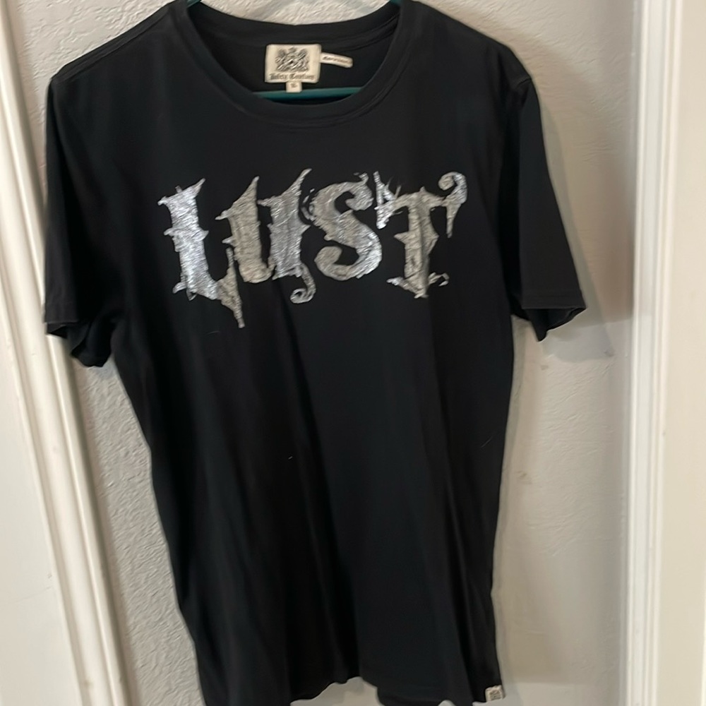 Juicy Couture Men lust tee shirt, 100% cotton, size L, black & silver